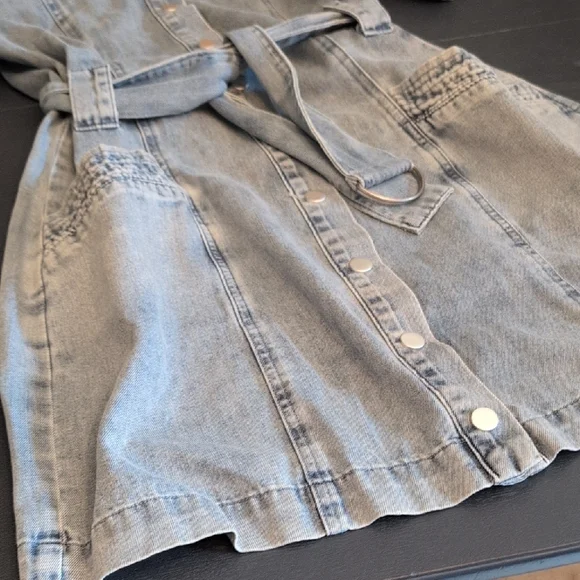 Fate Blue Denim Dress with Belted Waist - Picture 6 of 14